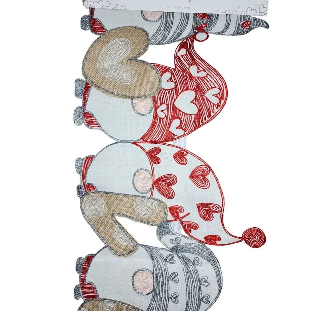 Envogue Gnome‎ Themed LOVE Table Runner Cutwork Design 16x36in